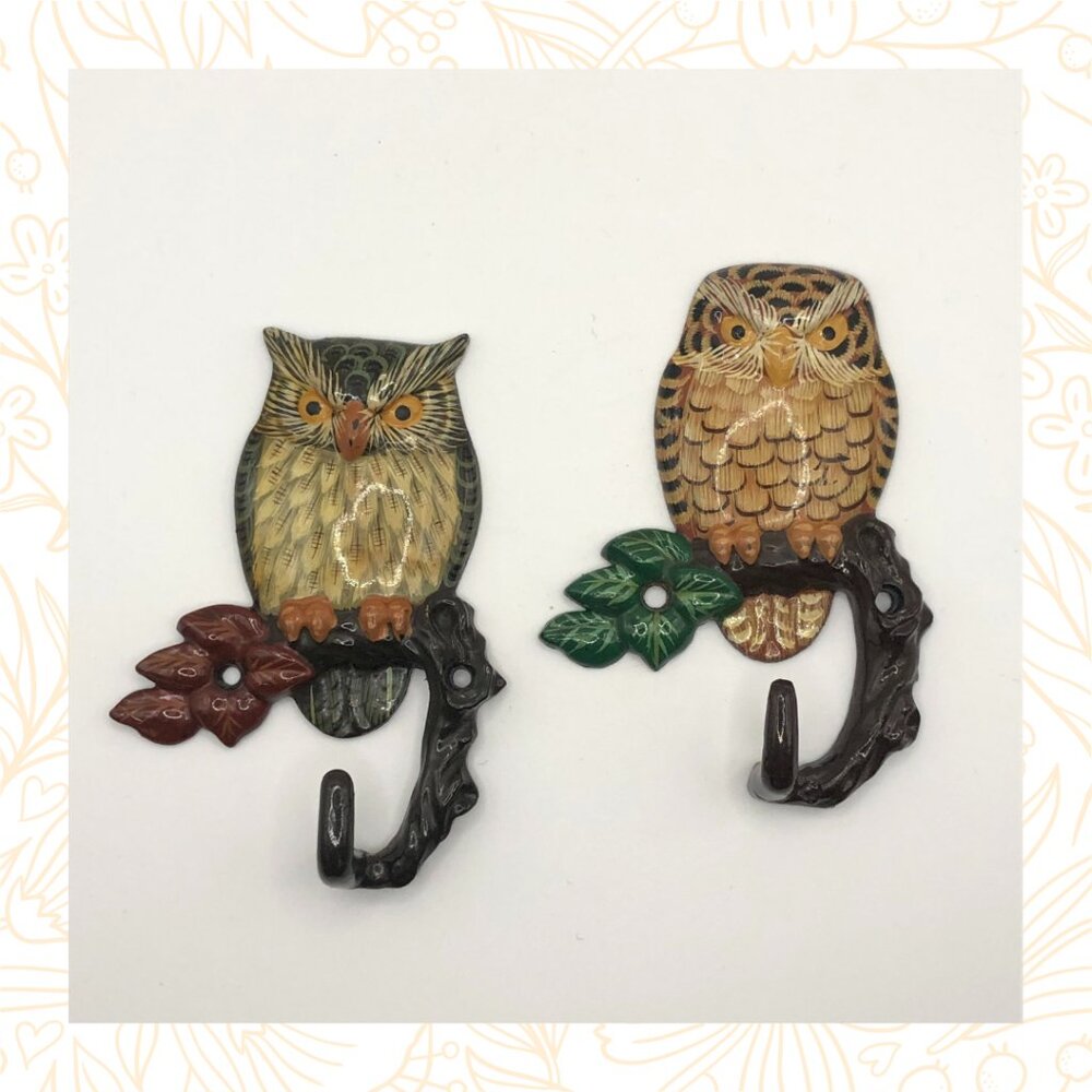 Pair of Plastic Owl Wall Hooks